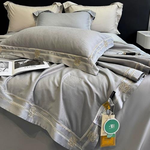 輕奢高級感天絲棉夏涼被四件套涼感空調被子裸睡被芯春夏季可機洗