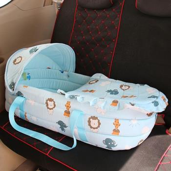車載嬰兒提籃哄睡嬰兒床睡床出門安全藍新生兒便捷睡覺出行初生窩