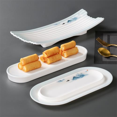 密胺餐具盤子菜盤仿瓷餐盤油炸小吃盤商用涼菜糕點酒店擺盤壽司盤