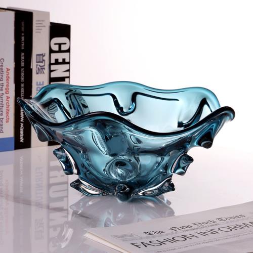 輕奢高端水晶玻璃創意水果盤現代客廳茶幾大果盆家居餐桌簡約擺件