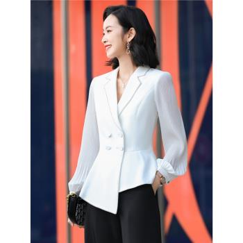 黑色西裝套裝女2024年新款夏季薄款高階感洋氣減齡休閑小西服外套