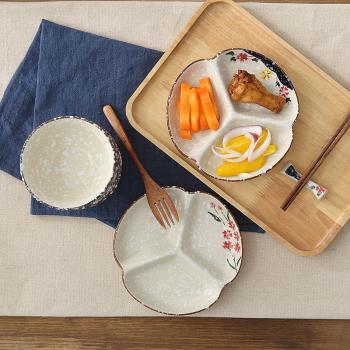 居韻釉下彩陶瓷分格盤日式分餐盤創意小吃盤子家用菜盤碟子早餐盤