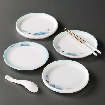 密胺餐具火鍋菜盤仿瓷餐盤塑膠商用圓形盤子餐廳飯店冷菜冷盤圓盤