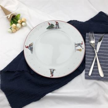 外貿出口英國陶瓷盤子西餐甜點牛排盤家用釉下彩聖誕老人平盤淺盤