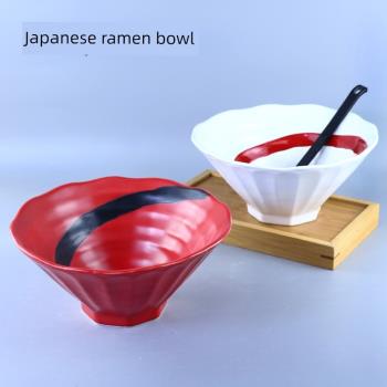 創意日式拉麵碗湯麵碗泡麵碗陶瓷大碗 復古陶瓷斗笠碗 高腳喇叭碗