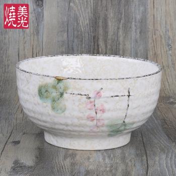 和風釉下彩櫻花陶瓷麵碗