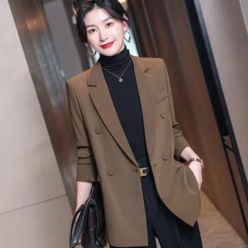 咖啡色小西服外套女2021新款秋冬職場時尚休閑氣質女神範西裝上衣