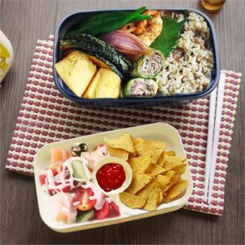 950ml日式雙層飯盒微波爐便當盒壽司水果盒帶醬料格沙拉盒配筷子