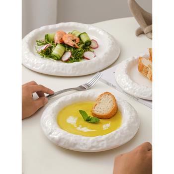 純白的瓷碗飯碗家用高階感輕奢風米飯碗日式盤子陶瓷碗碟套裝菜盤