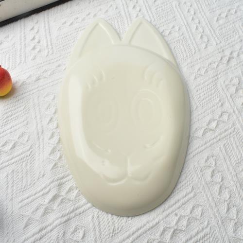 日本出口新品狐貍面具陶瓷飯盤純色釉下彩可愛卡通餐具菜盤兔子盤