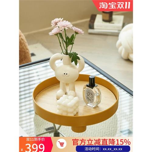 北歐入戶鑰匙雜物收納盤桌面化妝品香薰ins風木質托盤零食水果盤