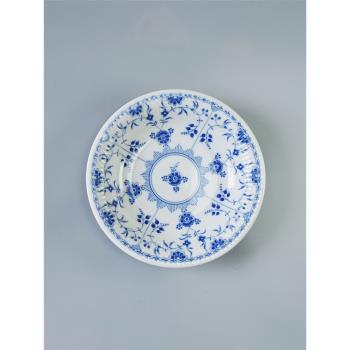 美濃燒唐草瓷器日本進口青花紋餐具平盤菜湯盤家用陶瓷盤小碗餐盤
