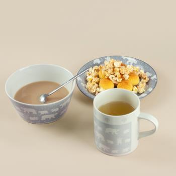 日本進口美濃燒MINORU白熊馬克杯日式陶瓷碟子碗套裝家用餐具