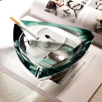 輕奢創意高級感煙灰缸缸大號水晶玻璃家用客廳辦公室大氣個性擺件