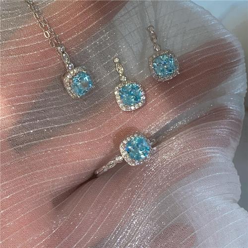 「冰雪奇緣」輕奢！稀有色！薄荷曼波項鏈銀首飾套裝耳釘戒指配飾