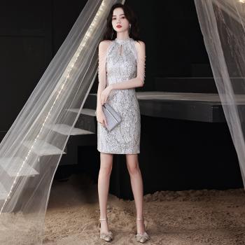 高階小晚禮服女短款2024新款宴會氣質名媛輕奢法式仙氣洋裝連衣裙