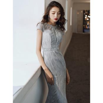 魚尾晚禮服女高階感小眾輕奢高階宴會氣質主持人生日晚宴2025新款