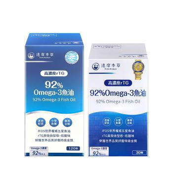 【達摩本草】92% Omega-3 rTG高濃度魚油EX-30顆+120顆