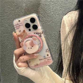 聽音樂貓咪磁吸支架K80適用小米15手機殼14pro/12紅米k70/K60/note14趣味13/11pro女civi4pro/MIX4防摔K50/40