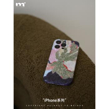 繁花原創設計ins抽象適用蘋果15promax手機殼iphone14新款12進口菲林11硬殼14pro創意13promax全包防摔手機套