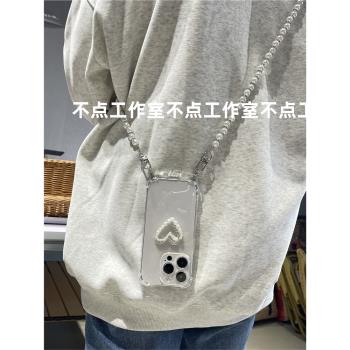 ins小眾立體手機殼珍珠鏈條蘋果