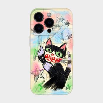搗蛋鬼 iphone15promax手機殼2024新款蘋果14plus美術生藝術設計感13塗鴉搞怪趣味12可愛醜萌漫畫適用11全包