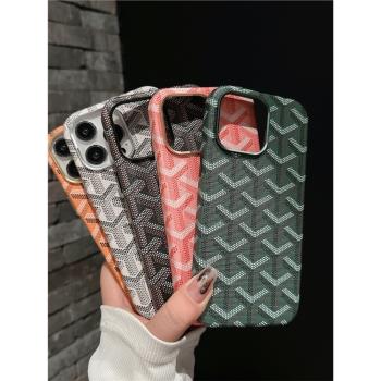 狗牙蘋果15promax手機殼皮殼磁吸無線充全包大孔14promax皮革防摔iPhone13pro新款保護套真皮手感戈雅適用