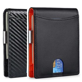 Genuine Leather Mens Wallet RFID Anti-theft Brush Mens Dol