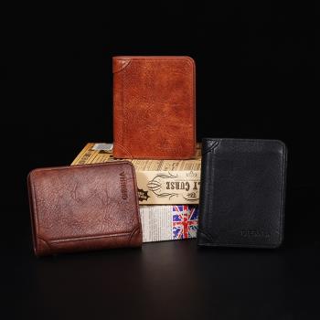 新款男士錢包短款跨境 復古商務多卡位卡包男士錢夾wallets