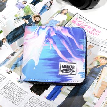 Mackar潮牌ulzzang錢包男女原宿ins短款拉鏈韓國青年軟妹學生錢夾