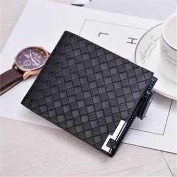 Mens Travel Passport Wallet 錢包男短款錢夾皮夾 編織拉鏈