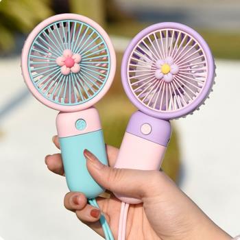 網紅爆款小風扇手持usb充電迷你花朵便攜公學生電風扇掛件風扇