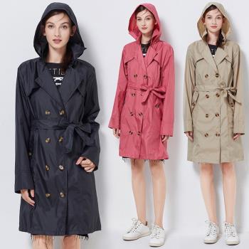 新款時尚風衣收腰腰帶款外套雨衣成人女生戶外旅行便攜雨披薄透氣