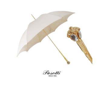 Pasotti雨傘義大利白色蕾絲宮廷長柄遮陽傘女晴雨兩用女神太陽傘