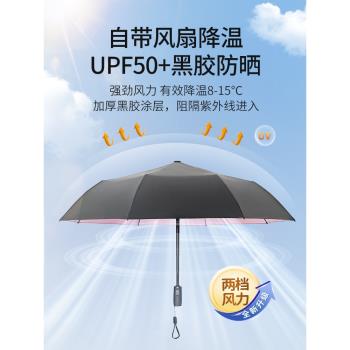 風扇充電折疊防曬禮品兩用雨傘