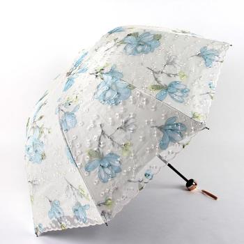 三折晴雨傘 雙層蕾絲繡花傘 收納傘 遮陽傘 禮品傘