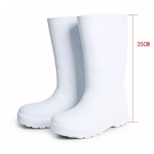 男士長筒雨靴水產加工白色雨鞋男中筒防水防油防滑衛生水鞋白色中