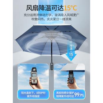 帶風扇充電可折疊便攜防曬雨傘