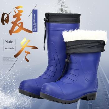 男士雨靴冬季中高筒加絨雨鞋厚底長筒防水防滑棉水鞋保暖膠鞋套鞋