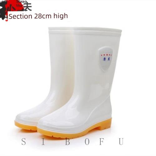 少喜食品廠白色水鞋防滑耐磨男女中高筒雨鞋長筒車間工作雨靴白色