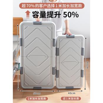帶滑輪衣物扁平鞋子床底收納箱