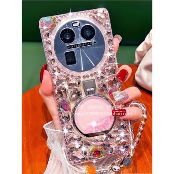 適用於oppoFindX6手機殼X7女新款A3X創意A3pro流沙香水瓶滿鉆findX6pro防摔水鉆個性指環扣支架X5時尚奢華X5p
