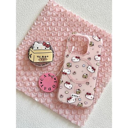 ins磁吸支架適用小米14/13U新10S手機殼紅米Turbo3可愛卡通卡通貓咪k70/60ote12t/civi4pro女款k40S/50軟套