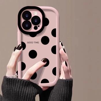 【進口矽膠】適用蘋果15promax手機殼16pm彩繪iphone14不會撞殼新款13簡約波點12高階感11氣囊xs全包防摔15女