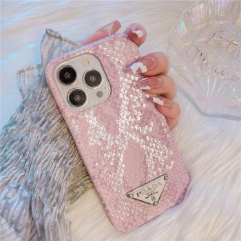 歐鵲新款潮牌人魚姬P家蛇紋15適用蘋果14promax手機殼iPhone13女款12pro皮質11半包xs max硬殼xr名媛風高級感