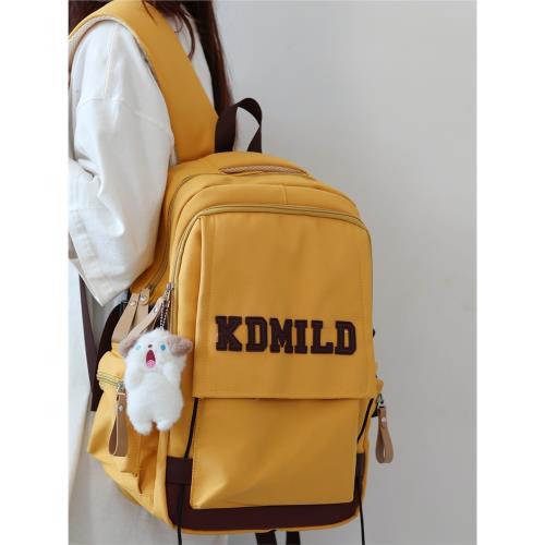 高顏值美式書包初中女生大學生原創小眾雙肩包女旅游輕便電腦背包