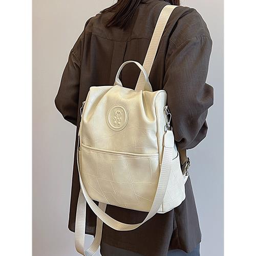 大容量雙肩包女2025新款時尚休閑手提單肩水桶包書包輕便旅行背包