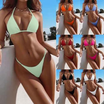 夏季bikini歐美性感系帶掛脖比基尼女士時尚多色分體泳衣內褲泳褲