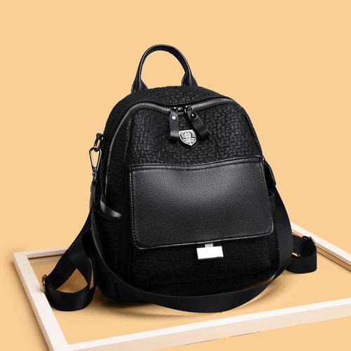 真皮雙肩包女新款時尚潮大象紋牛皮休閑軟皮女包大容量旅行背包女