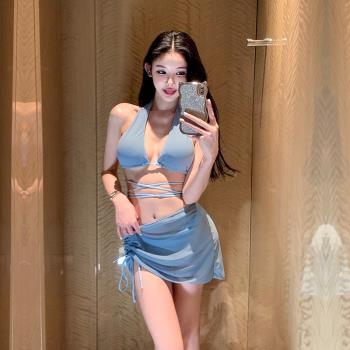 2024游泳衣女仙女範溫泉分體bikini比基尼性感韓國網紅爆款游泳裝
